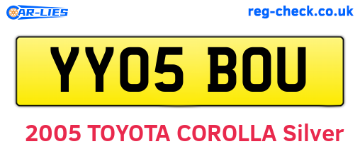 YY05BOU are the vehicle registration plates.