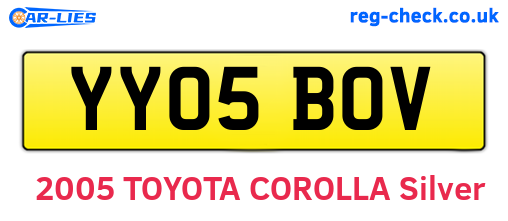 YY05BOV are the vehicle registration plates.