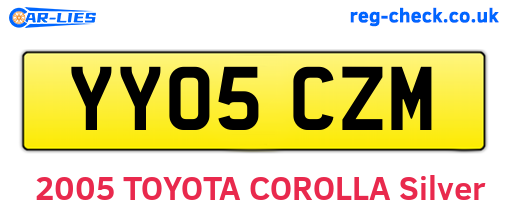 YY05CZM are the vehicle registration plates.
