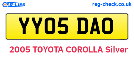 YY05DAO are the vehicle registration plates.
