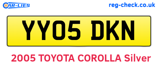 YY05DKN are the vehicle registration plates.
