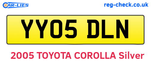 YY05DLN are the vehicle registration plates.