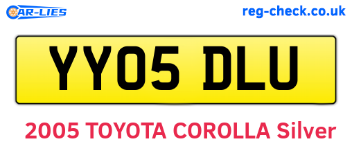 YY05DLU are the vehicle registration plates.