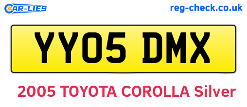 YY05DMX are the vehicle registration plates.