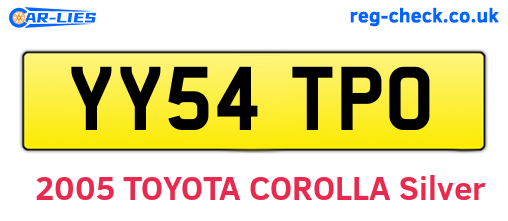 YY54TPO are the vehicle registration plates.
