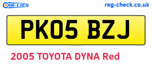 PK05BZJ are the vehicle registration plates.