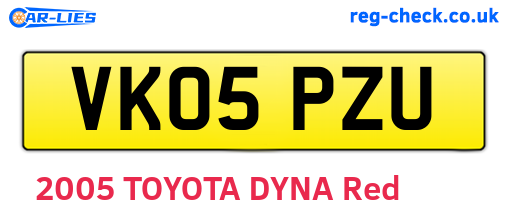VK05PZU are the vehicle registration plates.