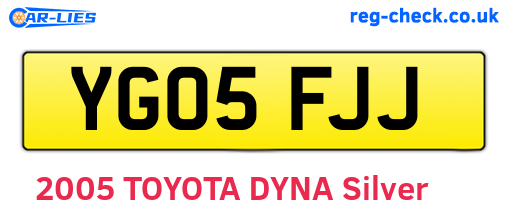YG05FJJ are the vehicle registration plates.