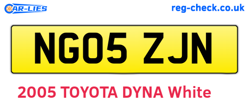 NG05ZJN are the vehicle registration plates.