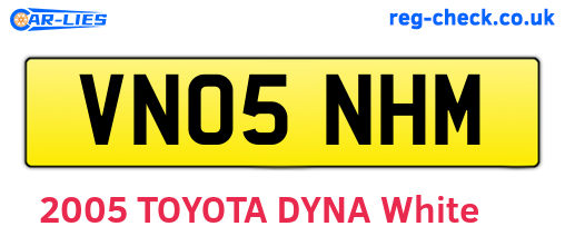 VN05NHM are the vehicle registration plates.