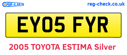 EY05FYR are the vehicle registration plates.