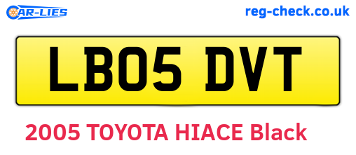 LB05DVT are the vehicle registration plates.