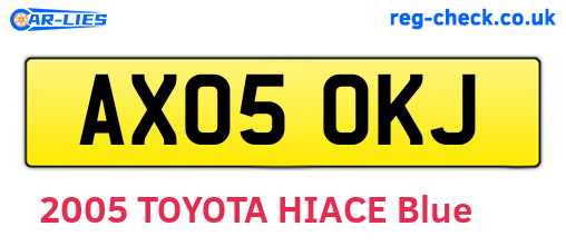 AX05OKJ are the vehicle registration plates.