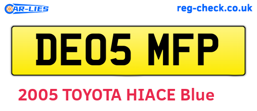 DE05MFP are the vehicle registration plates.