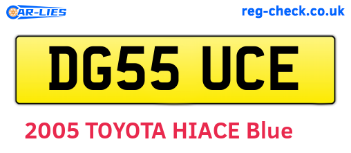 DG55UCE are the vehicle registration plates.