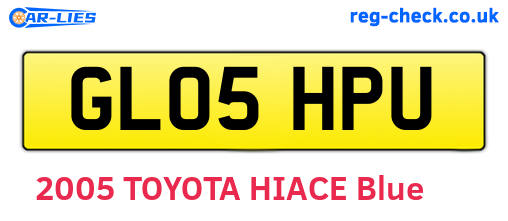 GL05HPU are the vehicle registration plates.