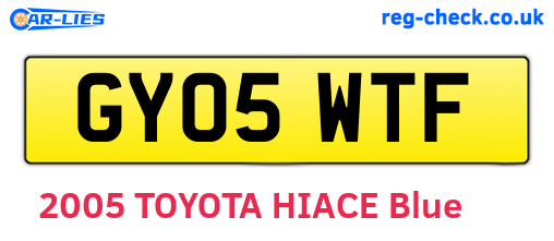GY05WTF are the vehicle registration plates.
