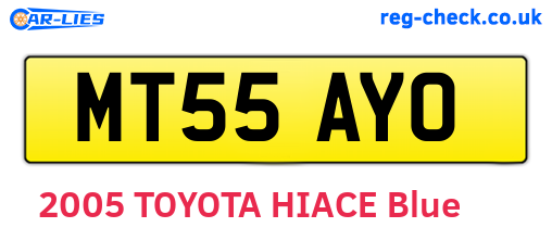 MT55AYO are the vehicle registration plates.