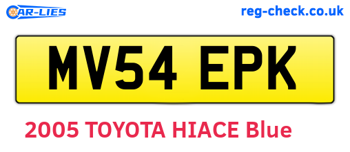 MV54EPK are the vehicle registration plates.