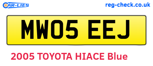 MW05EEJ are the vehicle registration plates.