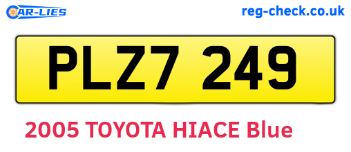 PLZ7249 are the vehicle registration plates.