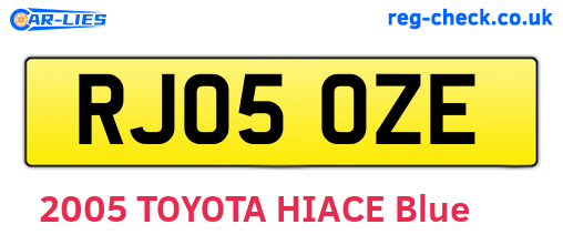 RJ05OZE are the vehicle registration plates.