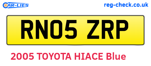 RN05ZRP are the vehicle registration plates.