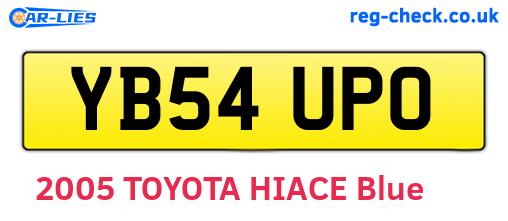 YB54UPO are the vehicle registration plates.