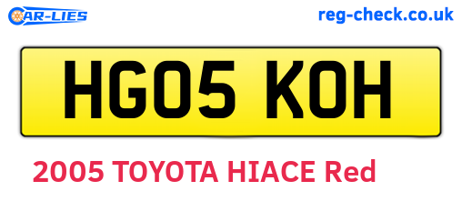 HG05KOH are the vehicle registration plates.