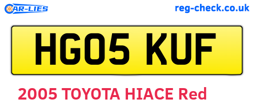 HG05KUF are the vehicle registration plates.