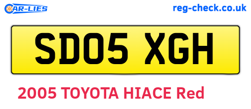 SD05XGH are the vehicle registration plates.