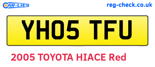 YH05TFU are the vehicle registration plates.