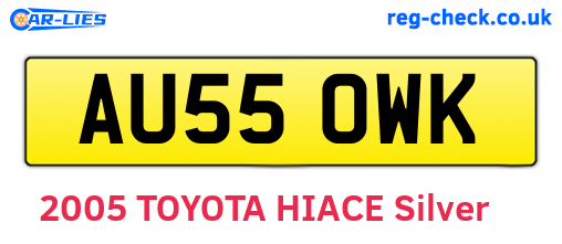 AU55OWK are the vehicle registration plates.