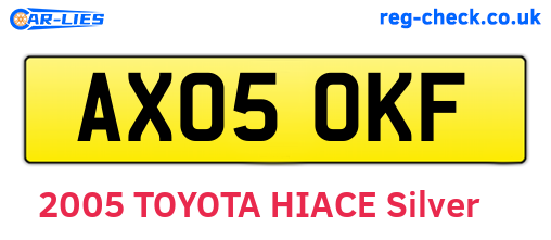 AX05OKF are the vehicle registration plates.