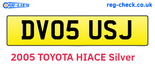 DV05USJ are the vehicle registration plates.