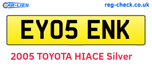 EY05ENK are the vehicle registration plates.