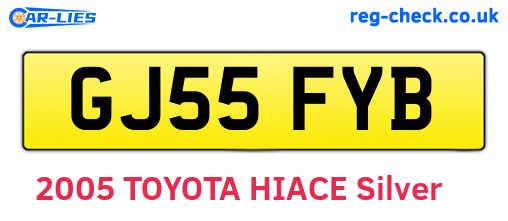 GJ55FYB are the vehicle registration plates.