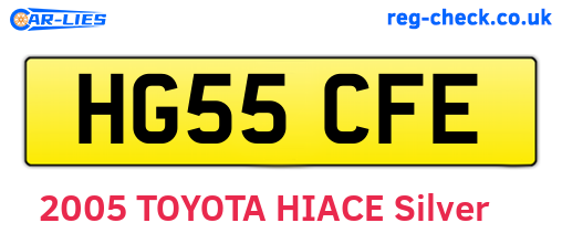 HG55CFE are the vehicle registration plates.
