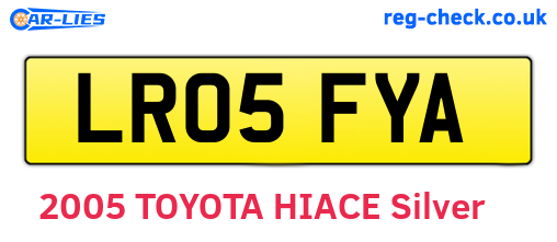 LR05FYA are the vehicle registration plates.