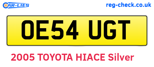 OE54UGT are the vehicle registration plates.