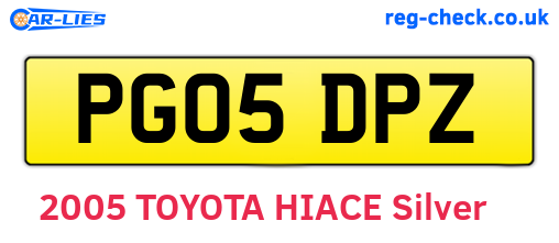 PG05DPZ are the vehicle registration plates.