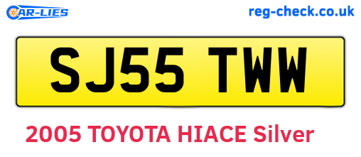 SJ55TWW are the vehicle registration plates.