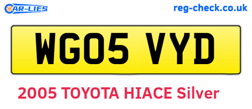 WG05VYD are the vehicle registration plates.