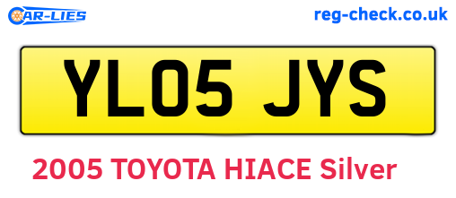 YL05JYS are the vehicle registration plates.