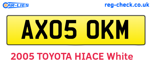 AX05OKM are the vehicle registration plates.