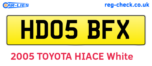 HD05BFX are the vehicle registration plates.