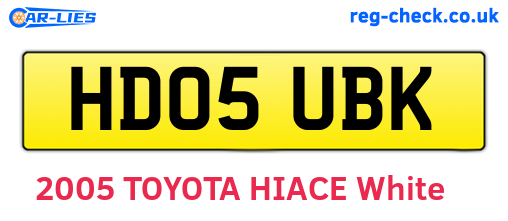 HD05UBK are the vehicle registration plates.