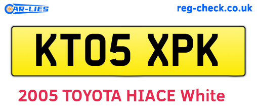 KT05XPK are the vehicle registration plates.