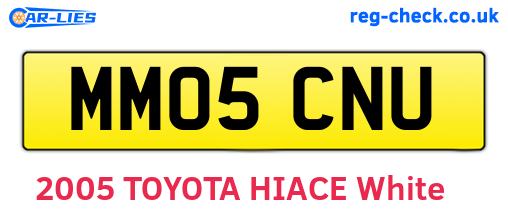 MM05CNU are the vehicle registration plates.