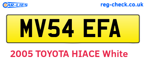 MV54EFA are the vehicle registration plates.